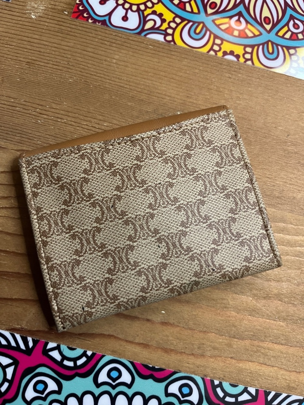 Celine Tan Leather & Brown Monogram Coin Pouch - Picture 10 of 10